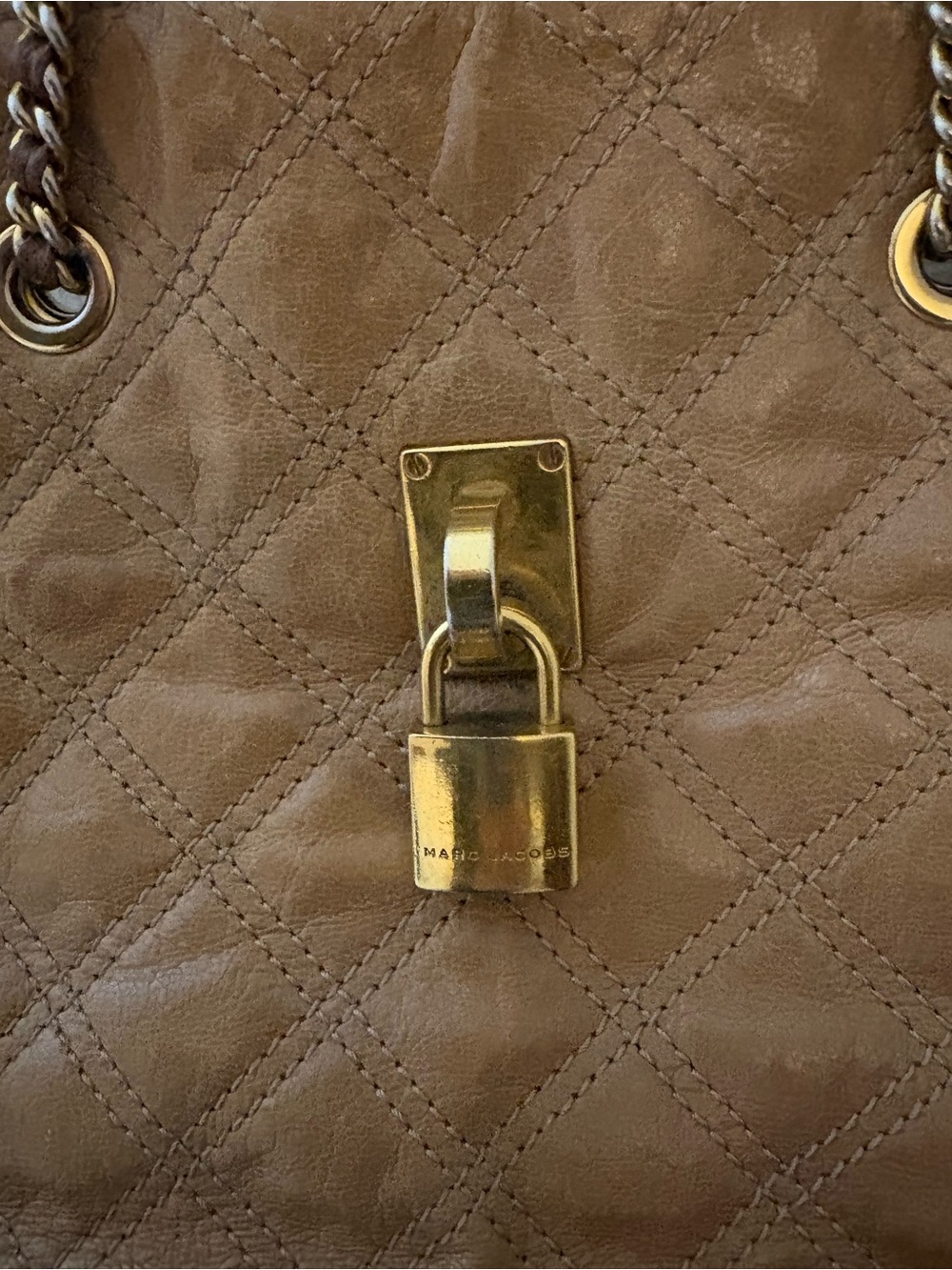 Marc Jacobs Quilted Shoulder Bag in Tan with Gold Hardware, goes with everything